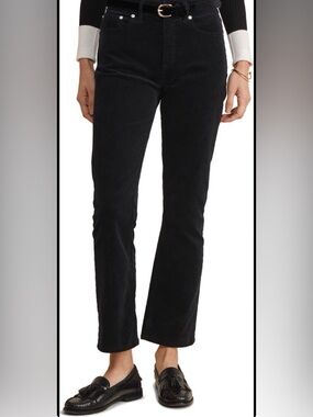 Vineyard Vines Black Kick Flare Cropped Corduroy Pants Womens Size 32 (14)